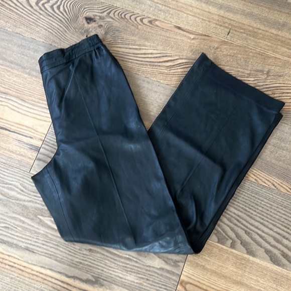 COS Black Leather Straight Leg Pants Size 6 - Picture 2 of 15